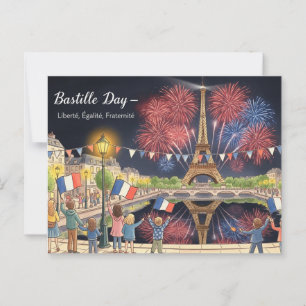 Bastille Day Watercolor Postcard