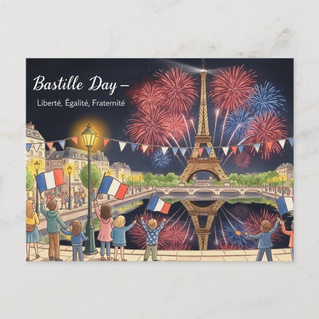 Bastille Day Watercolor  Postcard (Front)