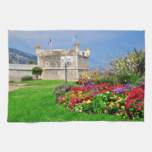 Bastion of Menton in France Tea Towel (Horizontal)