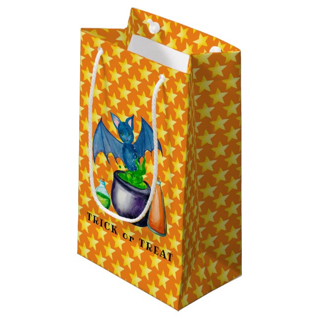 Bat And Bubbling Cauldron Gift Bag (Front Angled)