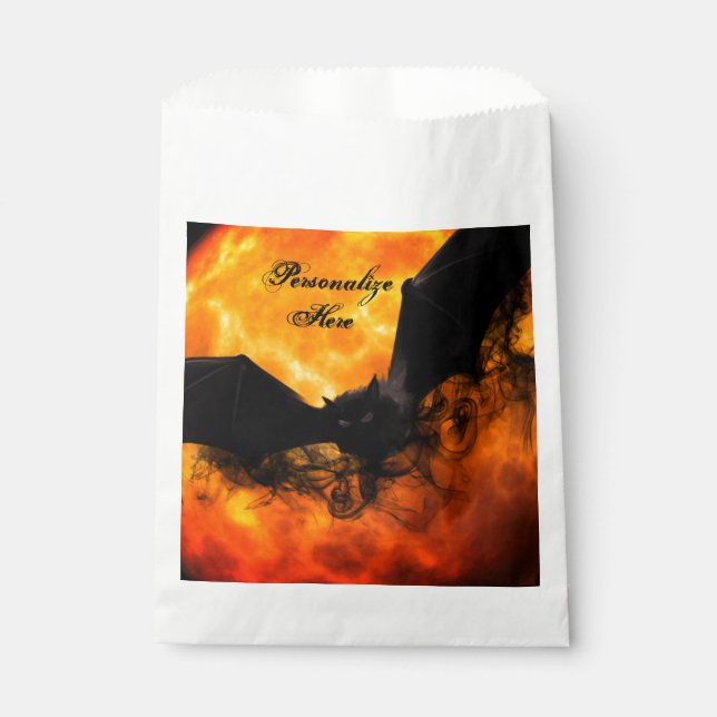 Bat and harvest moon fall black orange elegant  favour bags (Front)