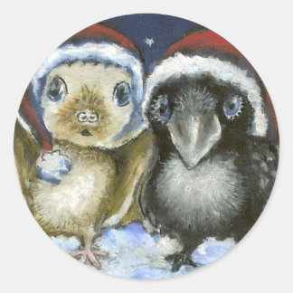 Bat and raven classic round sticker