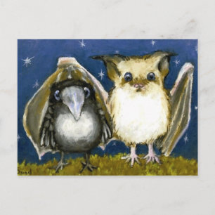 Bat and raven postcard