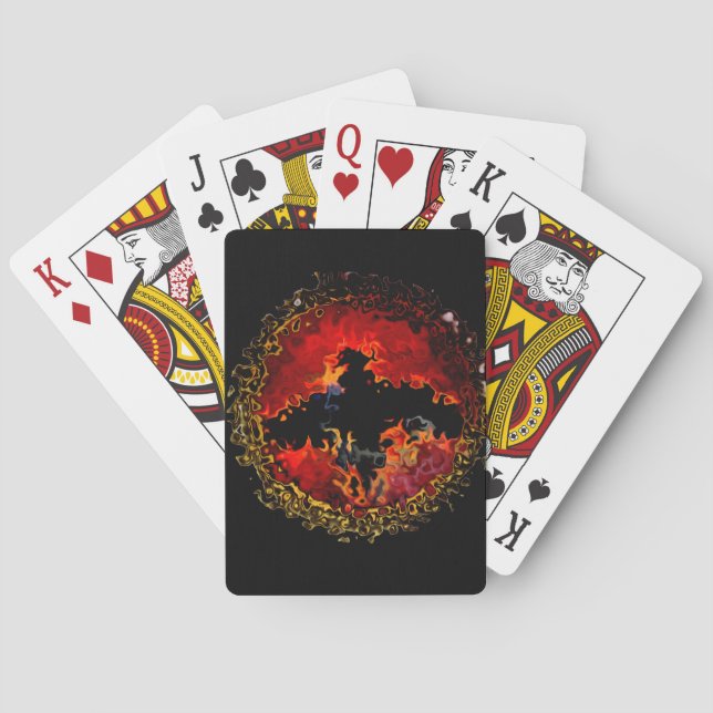 Bat Art Spooky Flames Playing Cards (Back)