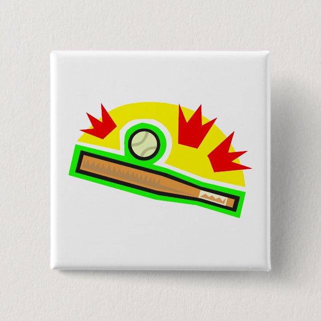 Bat & Ball 15 Cm Square Badge (Front)