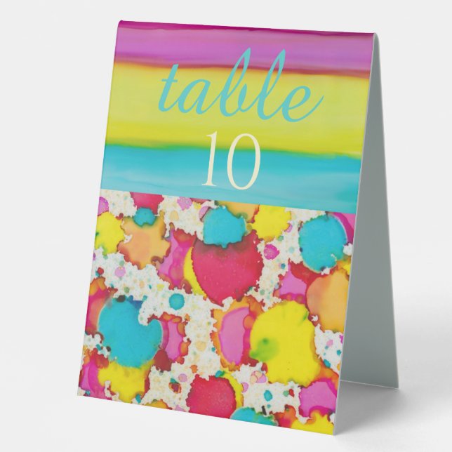 Bat Bar Mitzvah Colourful Confetti Table Tent Sign (Front)