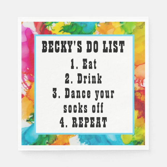 Bat Bar Mitzvah Splash of Colour Napkin (Front)