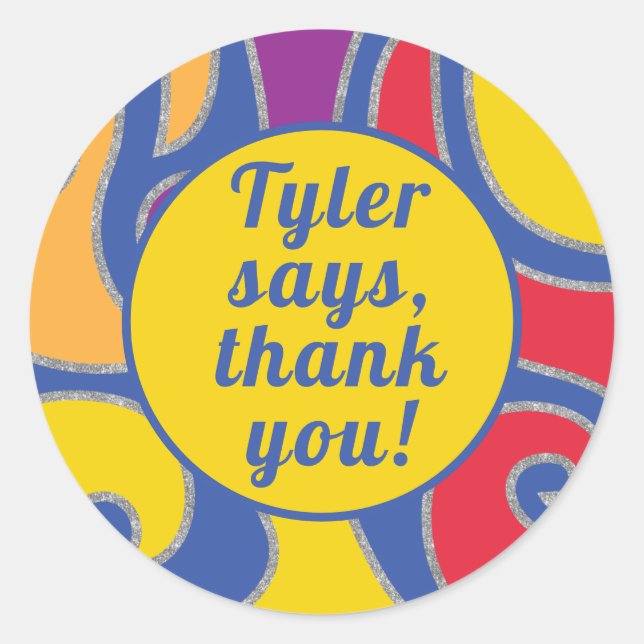 Bat Bar Mitzvah Sticker Round Swirls (Front)