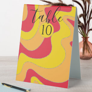 Bat Bar Mitzvah Table Tent Sign Silver Lined Waves