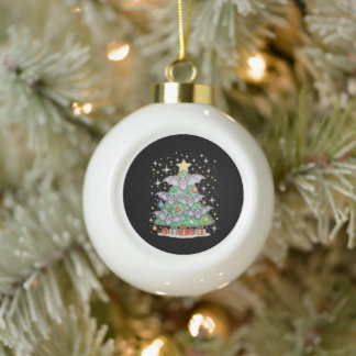 Bat Bird Christmas Tree Xmas Lights Santa Hat Ceramic Ball Christmas Ornament