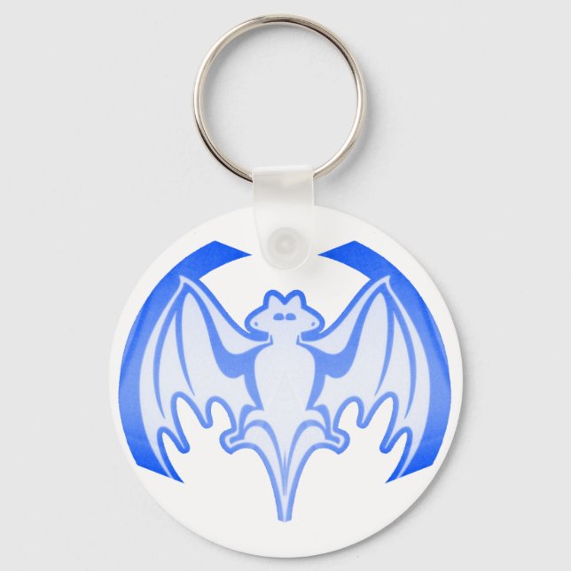 Bat Blue Inv The MUSEUM Zazzle Gifts Key Ring (Front)
