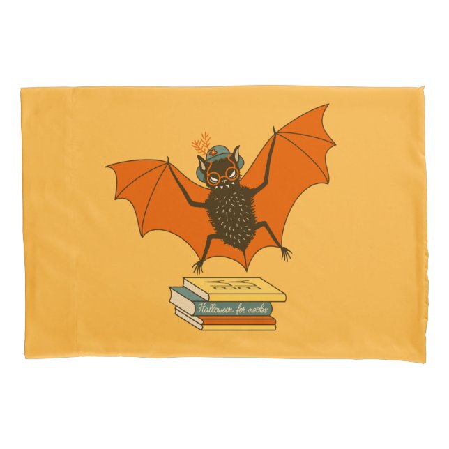 Bat Book Lover Funny Halloween Pillowcase (Front)