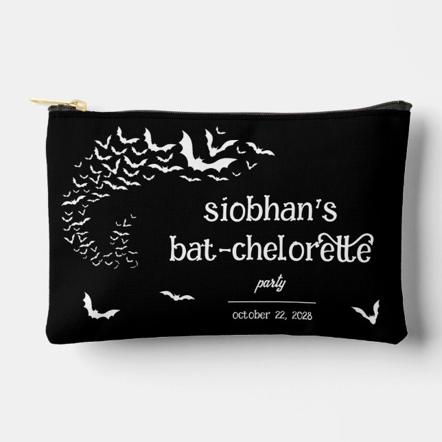 Bat-chelorette Halloween Themed Bachelorette Party Accessory Pouch (Front)