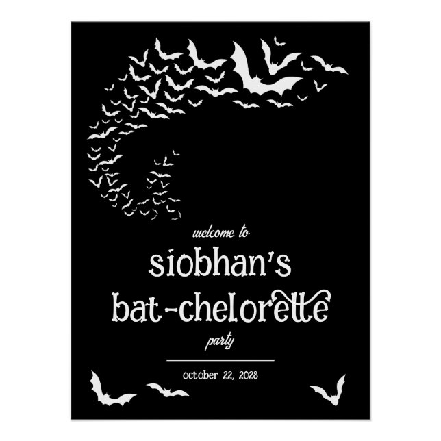 Bat-chelorette Halloween Themed Bachelorette Party Poster (Front)