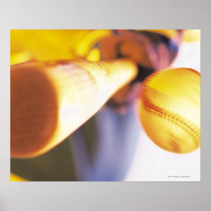 Bat contacting baseball poster