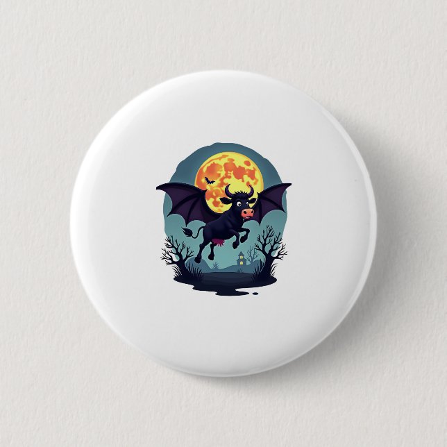 Bat Cow at Midnight 6 Cm Round Badge (Front)