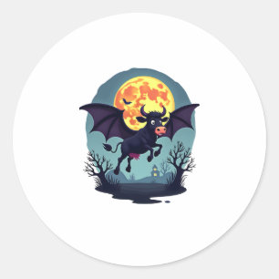 Bat Cow at Midnight Classic Round Sticker
