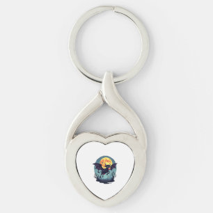 Bat Cow at Midnight Key Ring