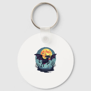 Bat Cow at Midnight Key Ring