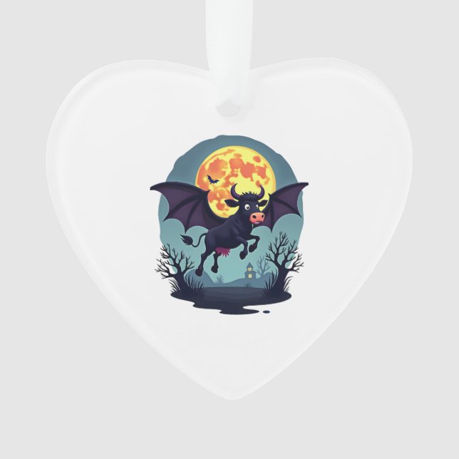 Bat Cow at Midnight Ornament (Front)
