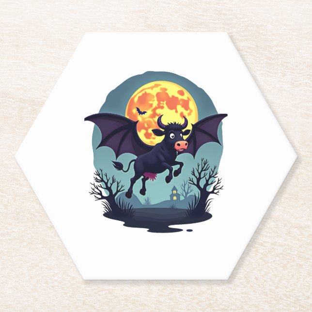 Bat Cow at Midnight Paper Coaster (Front)