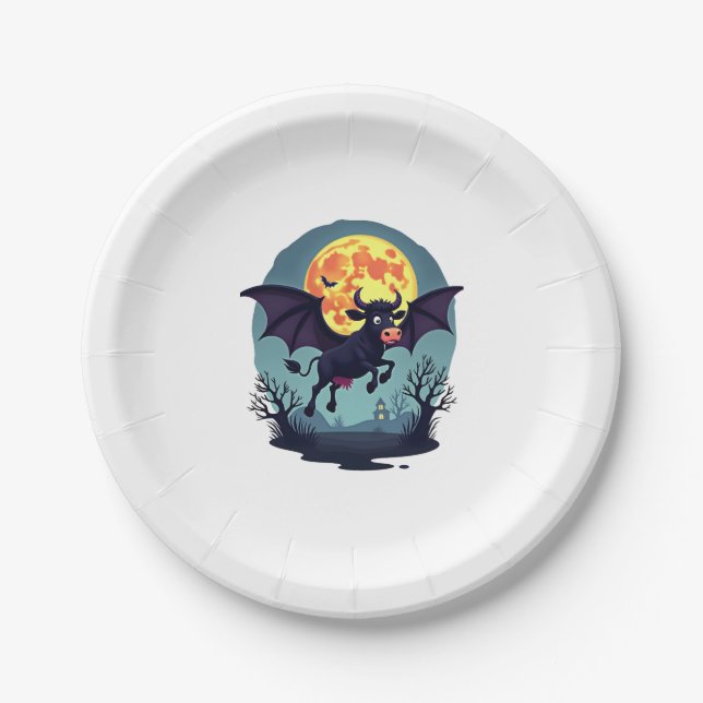 Bat Cow at Midnight Paper Plate (Front)