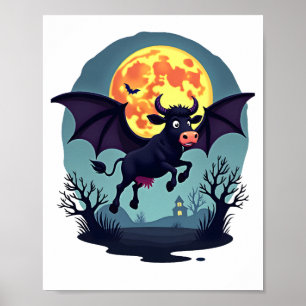 Bat Cow at Midnight Poster