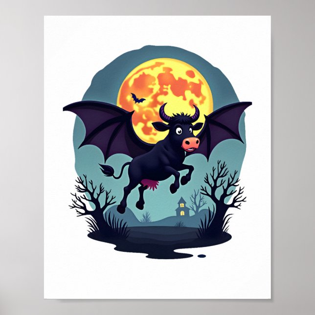 Bat Cow at Midnight Poster (Front)