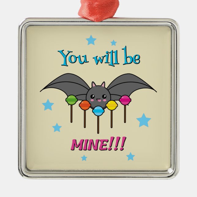 Bat Craving Lollipops - You Will Be Mine Metal Tree Decoration (Front)
