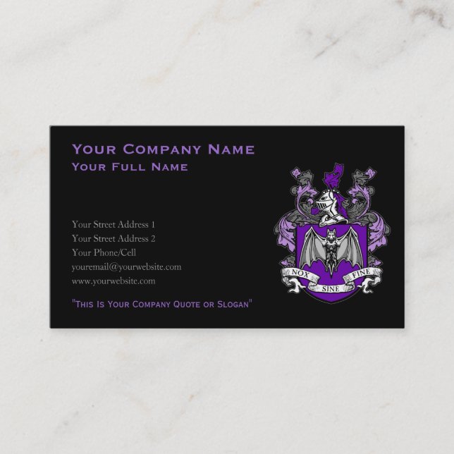 Bat Crest Purple - Business Card (Customise) (Front)