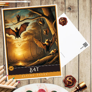 Bat Cute Family Vintage Animal Postcard