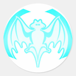 Bat Cyan Inv The MUSEUM Zazzle Gifts Classic Round Sticker