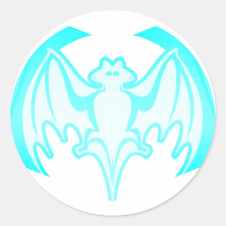 Bat Cyan Inv The MUSEUM Zazzle Gifts Classic Round Sticker