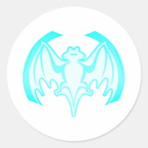 Bat Cyan Inv The MUSEUM Zazzle Gifts Classic Round Sticker