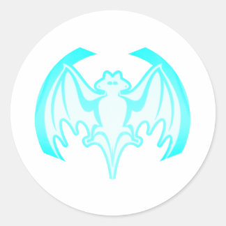 Bat Cyan Inv The MUSEUM Zazzle Gifts Classic Round Sticker