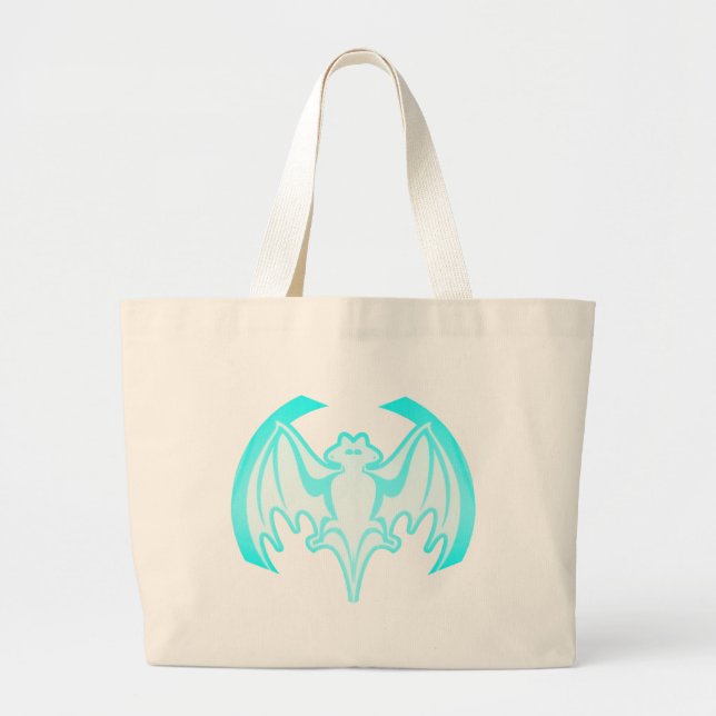 Bat Cyan Inv The MUSEUM Zazzle Gifts Large Tote Bag (Front)