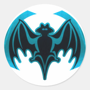 Bat Cyan The MUSEUM Zazzle Gifts Classic Round Sticker