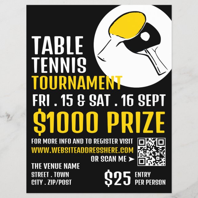 Bat Design, Table Tennis Tournament Advertising Flyer (Front)