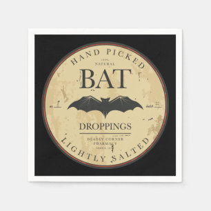 Bat Droppings Vintage Halloween Label Napkin