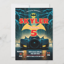 Bat Editable Invitation, Superhero Birthday Invite