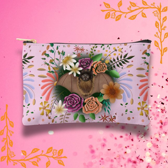 Bat Flowers Floral Botanical  Accessory Pouch (Creator Uploaded)