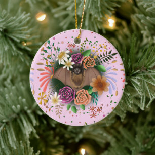 Bat Flowers Floral Botanical Ceramic Tree Decoration