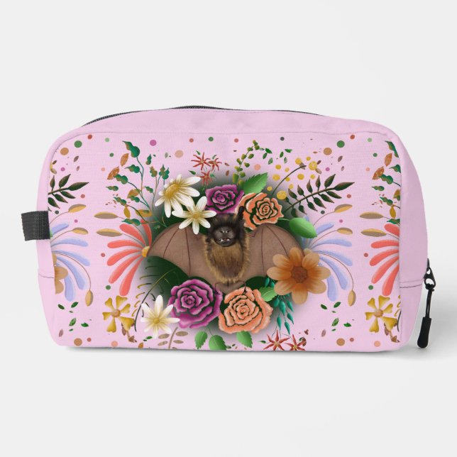 Bat Flowers Floral Botanical  Dopp Kit (Front)