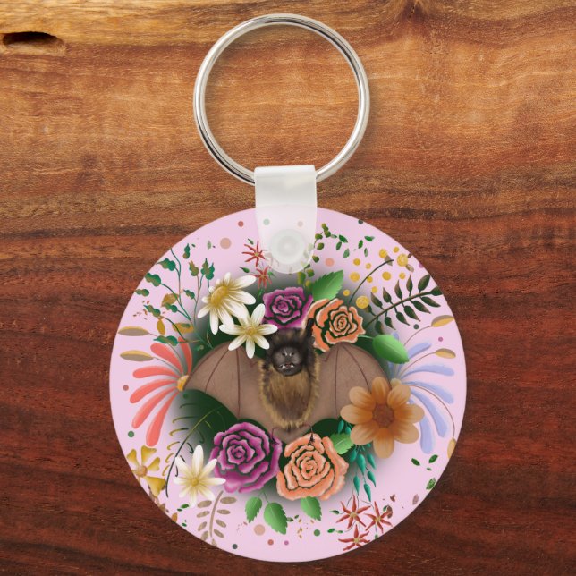 Bat Flowers Floral Botanical  Key Ring (Back)