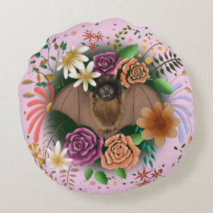 Bat Flowers Floral Botanical  Round Cushion
