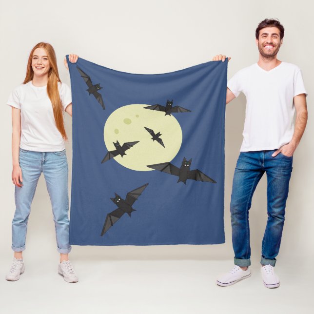 Bat flying in the moon fleece blanket (In Situ)