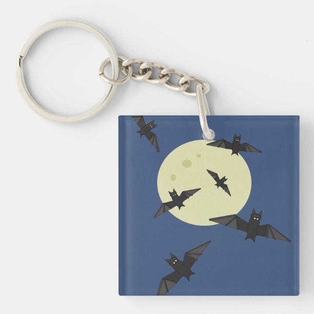 Bat flying in the moon key ring (Front)