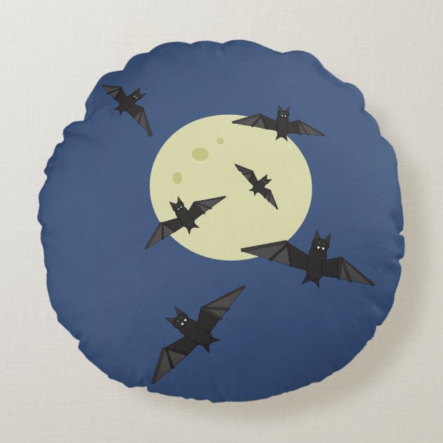 Bat flying in the moon round cushion (Front)