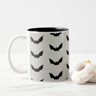 Bat Flying Spooky Halloween Pattern Two-Tone Coffee Mug