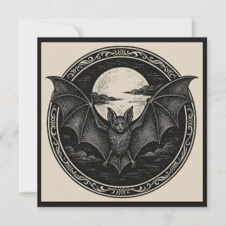 Bat Flying with Full Moon Spooky Goth